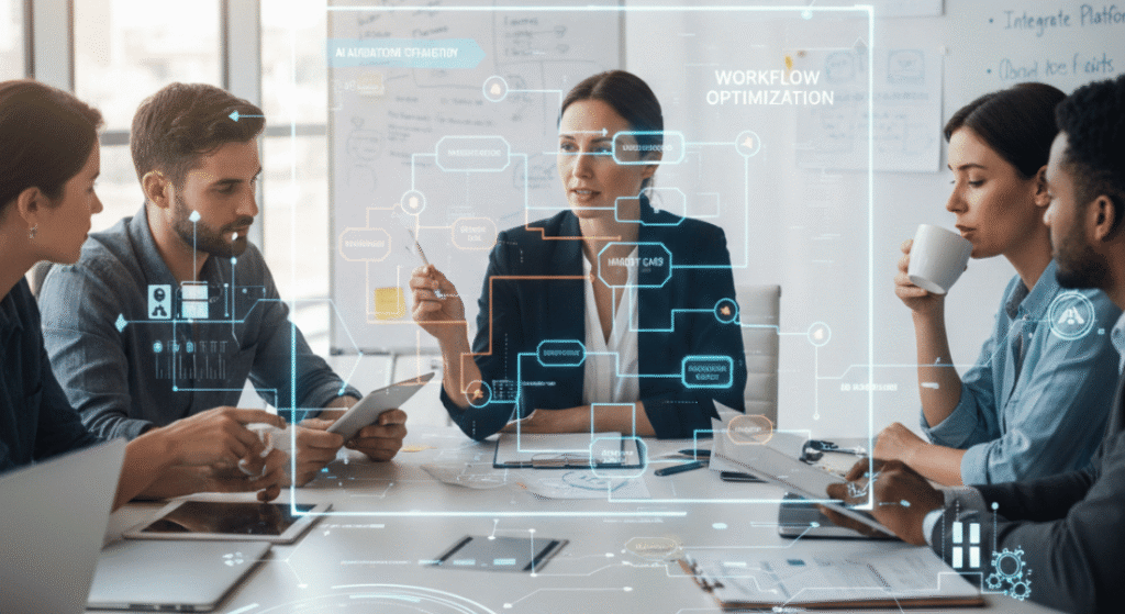 Workflow Automation Consultant presenting digital maps.