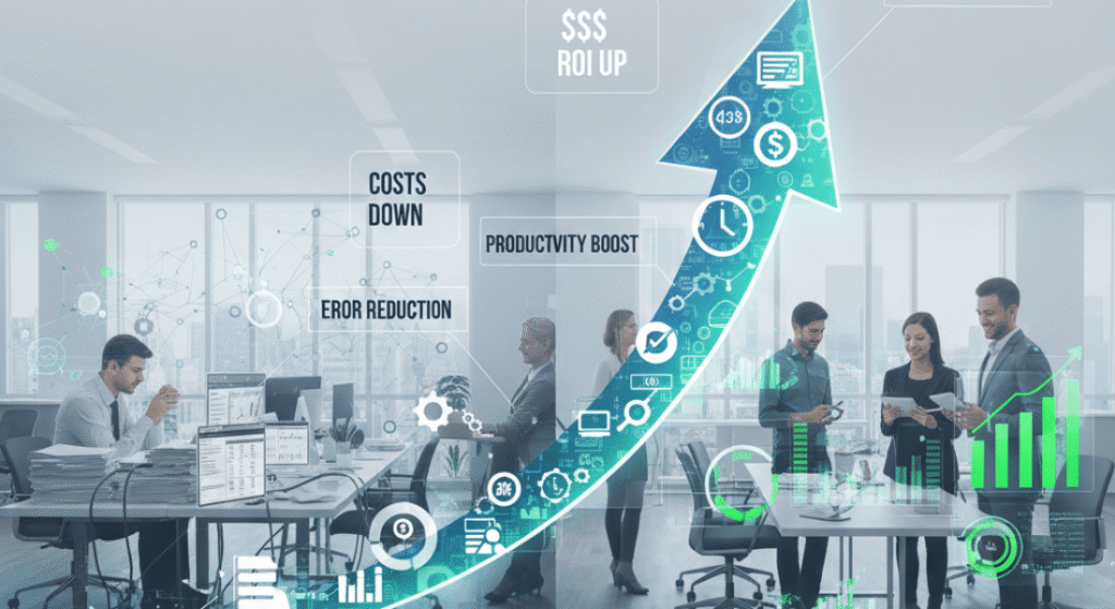 AI automation consultant team improving ROI with digital workflows.