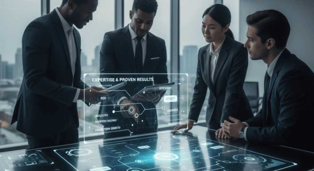 Professional handshake between a client and an AI automation consultant in a modern office.
