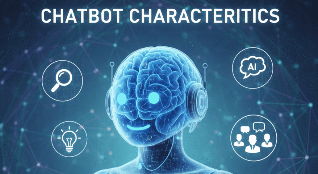 Dashboard of AI chatbot characteristics and business metrics.
