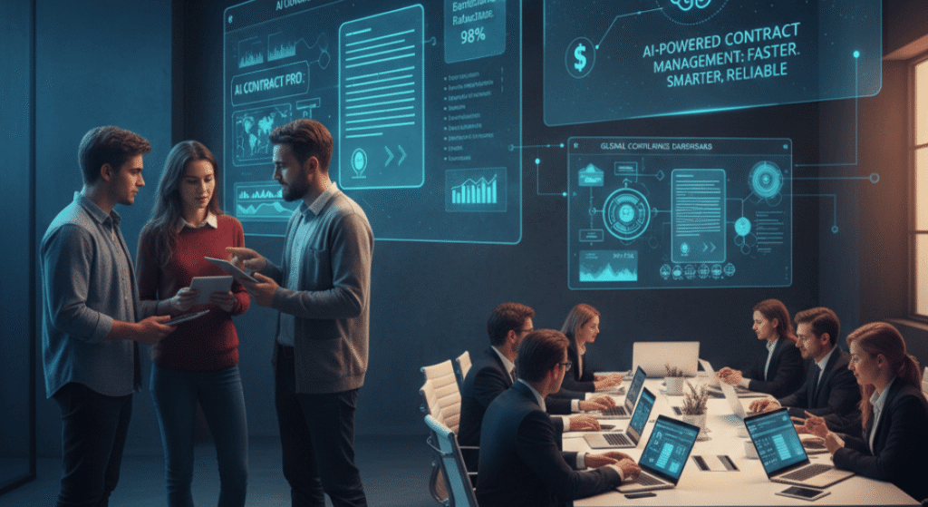 Professionals using AI-powered contract management for faster smart workflows.