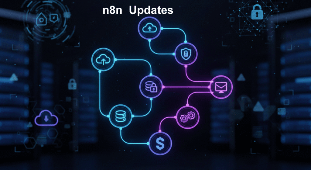 Infographic for n8n updates, security and performance.