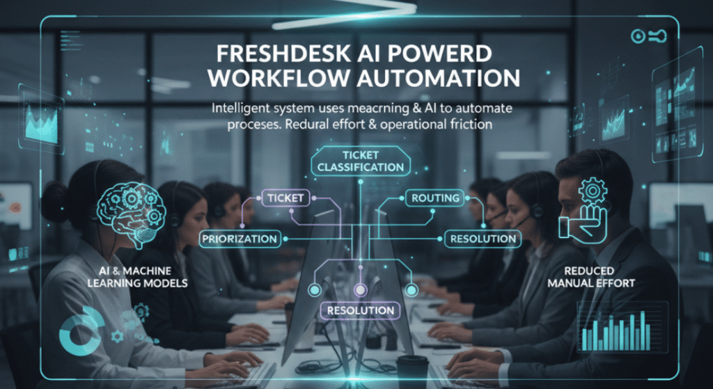 Fresh desk AI-Powered Workflow Automation ticket classification and routing.